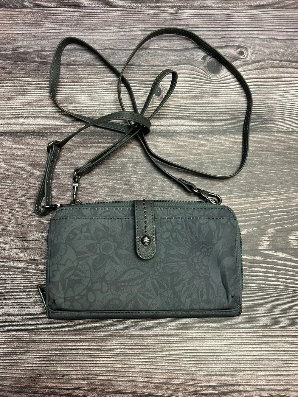 Sakroots Black Floral Crossbody Wallet